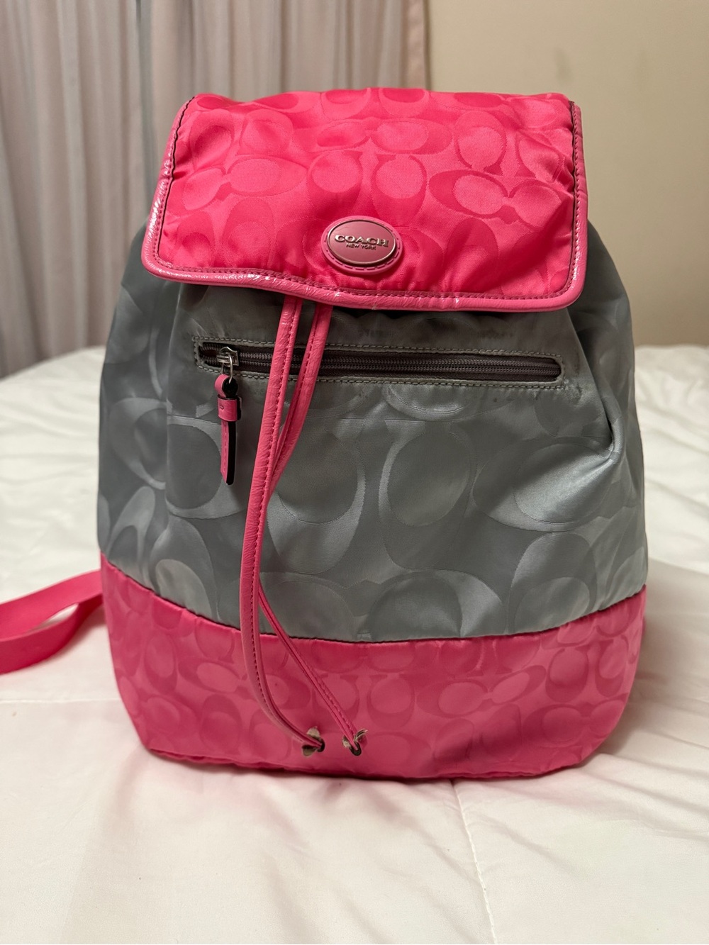 Y2k Coach color block nylon drawstring backpack
